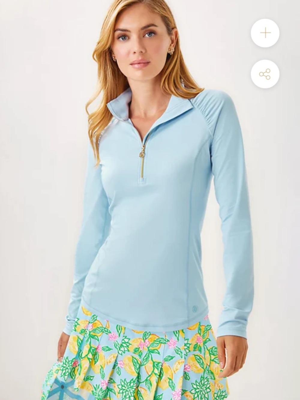 NWT Lilly Pulitzer Justine Half Zip Luxletic Popover UPF 50+ Freshwater Blue (S)